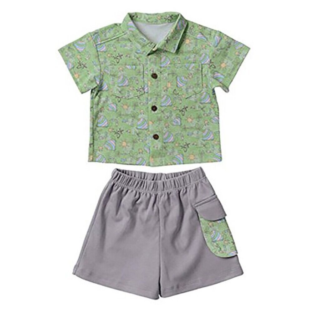 Snopea Baby Boy 24 Months Green Tropical Button Up Shirt and Shorts Outfit 24M